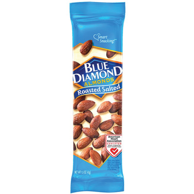BlueDiamond Roasted Salted Almonds - Roasted & Salted - 1.50 oz - 12 / Box