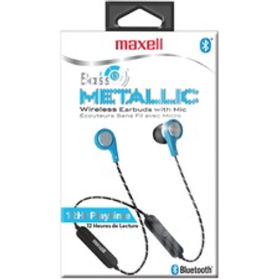 Maxell Bass13 Earset - Stereo - Wireless - Bluetooth - Earbud - Binaural - In-ear - Blue