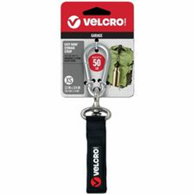 VELCRO&reg; Heavy Duty Storage Strap - Adjustable - Extra Small (XS) - Carabiner Attachment - 0.8" Height x 3.3" Width x 8.8" Length - Black - 1 Each