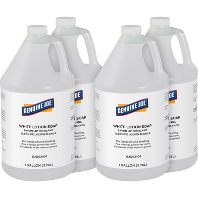 Genuine Joe Lotion Soap - 1 gal - Ink Remover, Oil Remover, Dirt Remover, Grease Remover, Grime Remover, Carbon Remover - Hand, Skin - White - Pleasant Scent - 4 / Carton