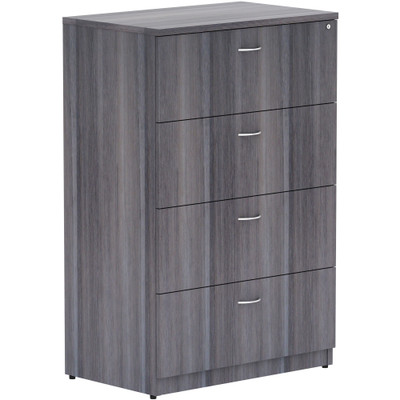 Lorell Essentials Series 4-Drawer Lateral File - 54.8" Height x 35.5" Width x 22" Depth Lateral File, x 1" Thickness Top - 4 x File Drawer(s) - Finish: Weathered Charcoal Laminate - 1 Each