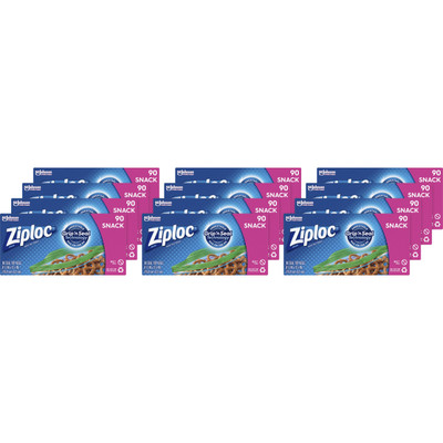 Ziploc Snack Size Storage Bags - 6.50" Length x 3.25" Width - Seal Closure - Clear - Plastic - Snack, Vegetables, Fruit, Vegetables - 1080 / Carton