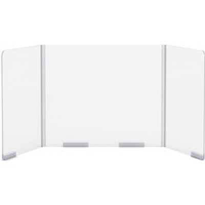 Lorell Folding Social Distance Barrier - Clear - Acrylic, Polyvinyl Chloride (PVC)