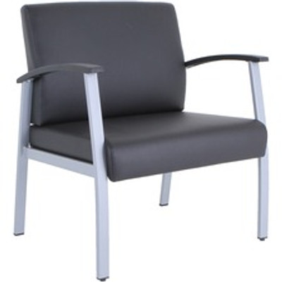 Lorell Healthcare Reception Big & Tall Antimicrobial Guest Chair - Vinyl Seat Material - Vinyl Back Material - Powder Coated Silver Frame Color - Steel Frame Material - Four-legged Base - Black, Silver - Armrest - 1 Each