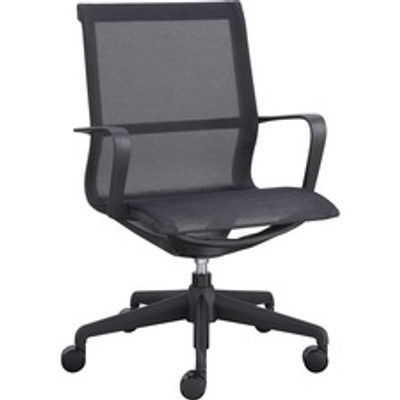 Lorell Executive Mesh Mid-back Chair - Black Seat Color - Nylon Seat Material - Black Back Color - Nylon Back Material - Plastic Frame Material - Mid Back - 5-star Base - Armrest - 1 Each