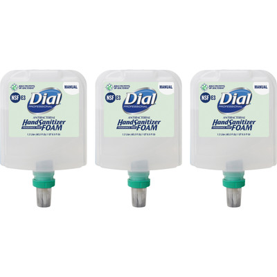 Dial Hand Sanitizer Foam Refill - 1.27 quart - Bacteria Remover - Healthcare, Restaurant, School, Office, Daycare - Clear - Dye-free, Fragrance-free - 3 / Carton