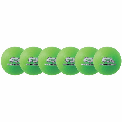 Champion Sports Rhino Skin Low Bounce Dodgeball Set - 6.30" - Low Density Foam - Neon Green - 6 / Set
