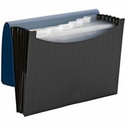 Smead Letter Expanding File - 8 1/2" x 11" - 7 Pocket(s) - 6 Divider(s) - Navy Blue, Black - 12 / Carton