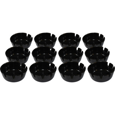 Impact Tabletop Ash Tray - Round - Heat Resistant, Lightweight - 1.8" Height x 4.8" Width - Plastic - Black - 12 / Box
