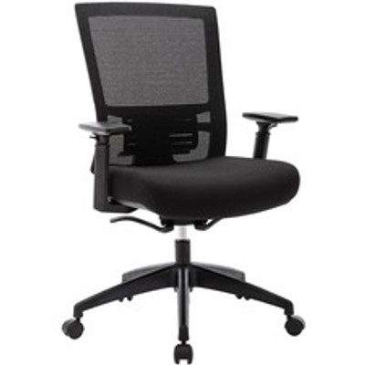 Lorell Mesh Mid-back Office Chair - Fabric Seat Material - Mid Back - 5-star Base - Black - 1 Each