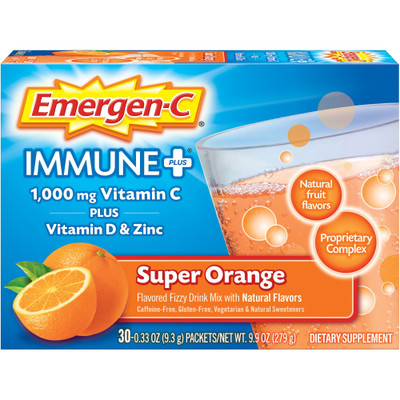 Emergen-C Immune+ Super Orange Powder Drink Mix - For Immune Support - Super Orange - 30/Box - 1 Each
