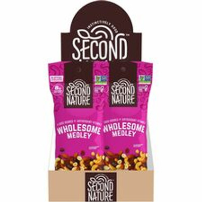 Second Nature Wholesome Medley Trail Mix - Low Sodium, Gluten-free, No Artificial Color, Preservative-free, No Artificial Flavor, Trans Fat Free - Almond, Cashew, Peanut, Cherry, Dried Cranberries, Dark Chocolate, Dried Cherries - 2.25 oz - 1 Box