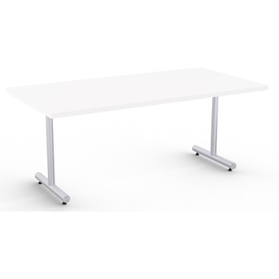 Special-T Kingston Training Table Component - White Rectangle Top - Metallic Sand T-shaped Base - 72" Table Top Length x 30" Table Top Width - 29" Height - Assembly Required - Thermofused Laminate (TFL) Top Material - 1 Each