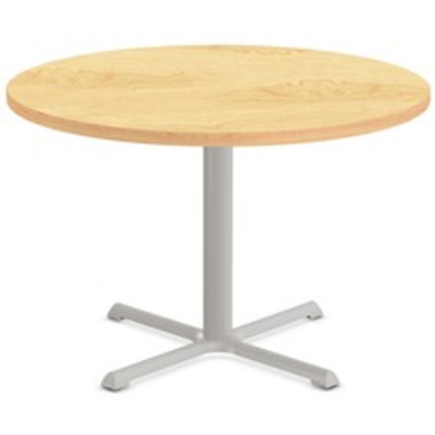 Special-T StarX-2 Dining Table - Crema Maple Round Top - Gray, Powder Coated Base - 42" Table Top Diameter - 42" Height - Assembly Required - Thermofused Laminate (TFL) Top Material - 1 Each