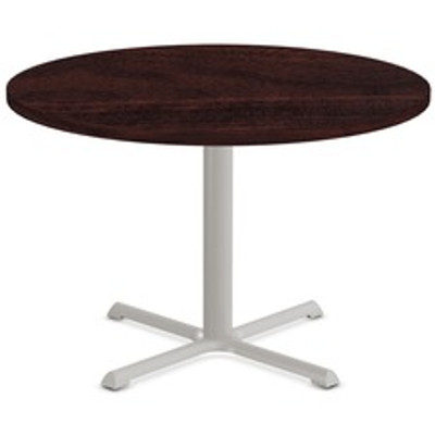 Special-T StarX-2 Dining Table - Espresso Round Top - Gray, Powder Coated Base - 42" Table Top Diameter - 42" Height - Assembly Required - Thermofused Laminate (TFL) Top Material - 1 Each