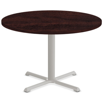 Special-T StarX-2 Dining Table - Espresso Round Top - Gray, Powder Coated Base - 42" Table Top Diameter - 42" Height - Assembly Required - Thermofused Laminate (TFL) Top Material - 1 Each