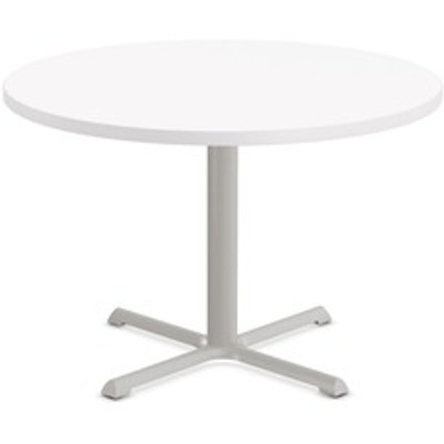Special-T StarX-2 Dining Table - White Round Top - Gray, Powder Coated Base - 42" Table Top Diameter - 42" Height - Assembly Required - Thermofused Laminate (TFL) Top Material - 1 Each