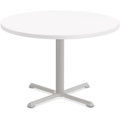 Special-T StarX-2 Dining Table - White Round Top - Gray, Powder Coated Base - 42" Table Top Diameter - 42" Height - Assembly Required - Thermofused Laminate (TFL) Top Material - 1 Each
