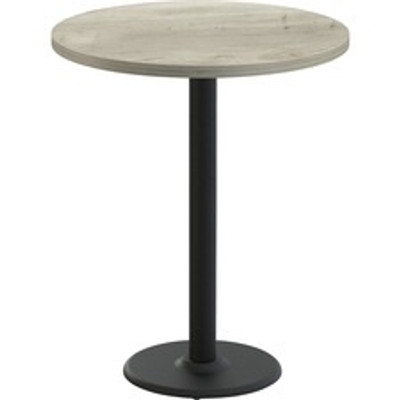 Special-T Cantina-2 Dining Table - Aged Driftwood Round Top - Black, Powder Coated Base - 42" Table Top Diameter - 42" Height - Assembly Required - Thermofused Laminate (TFL) Top Material - 1 Each
