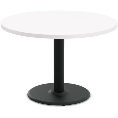 Special-T Cantina-2 Dining Table - White Round Top - Black Wrinkle, Powder Coated Base - 42" Table Top Diameter - 42" Height - Assembly Required - Thermofused Laminate (TFL) Top Material - 1 Each