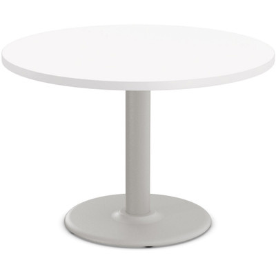 Special-T Cantina-2 Dining Table - White Round Top - Fog Gray, Powder Coated Base - 42" Table Top Diameter - 42" Height - Assembly Required - Thermofused Laminate (TFL) Top Material - 1 Each