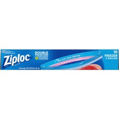 Ziploc&reg; 2-Gallon Freezer Bags - Extra Large Size - 2 gal Capacity - 13" - Zipper Closure - Clear - Food, Money, Meat, Poultry, Fish, Soup - 10 / Box