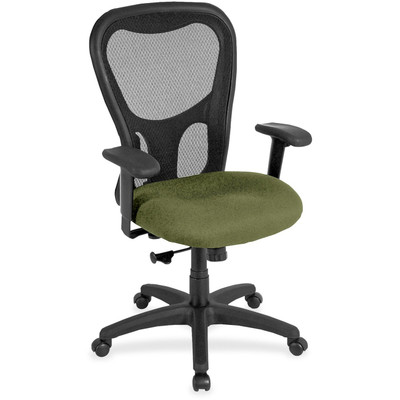 Eurotech Apollo Synchro High Back Chair - Avocado Seat Color - Fabric Seat Material - Black Back Color - High Back - 5-star Base - Dillon Sage - Armrest - 1 Each