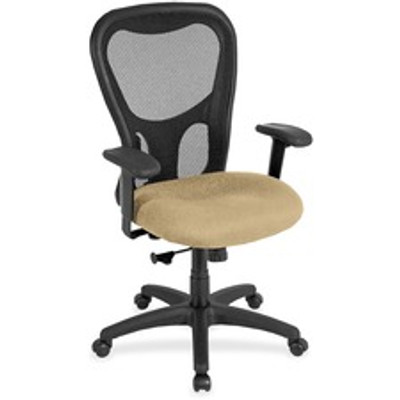 Eurotech Apollo Synchro High Back Chair - Sandstone Seat Color - Fabric Seat Material - Black Back Color - High Back - 5-star Base - Armrest - 1 Each