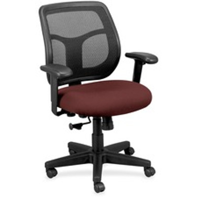Eurotech Apollo Synchro Mid-Back Chair - Merlot Seat Color - Fabric Seat Material - Black Back Color - Fabric Back Material - Mid Back - 5-star Base - Armrest - 1 Each