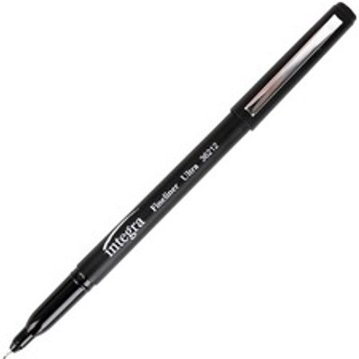 Integra Fineliner Ultra Fine Permanent Markers - Ultra Fine Marker Point - Black Ink - 12 / Pack