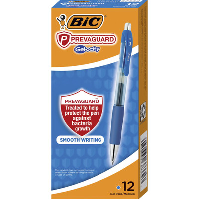 BIC PrevaGuard Gel-ocity Gel Pen - 0.7 mm Pen Point - Blue Ink - Gel-based - 1 Dozen