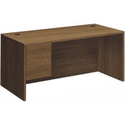 HON H10584L Pedestal Desk - 29.5" Height x 66" Width x 30" Depth - 2 x File, Box Drawer(s)Left Side - Flat Edge - Finish: Pinnacle, Laminate - 1 Each