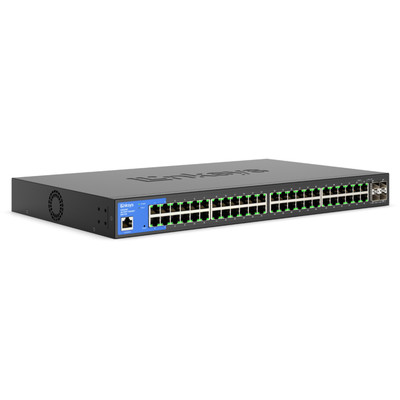 Linksys 48-Port Managed Gigabit Switch with 4 10G SFP+ Uplinks - 48 Ports - Manageable - 3 Layer Supported - Modular - 43.87 W Power Consumption - Optical Fiber, Twisted Pair - Rack-mountable - 5 Year Limited Warranty - TAA Compliant
