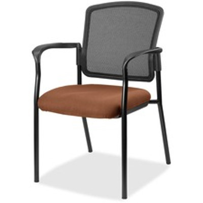 Lorell Mesh Back Stackable Guest Chair - Canyon Nutmeg Seat Color - Vinyl Seat Material - Black Back Color - Mesh Back Material - Black Frame Color - Powder Coated Steel Frame Material - Four-legged Base - Armrest - 1 Each