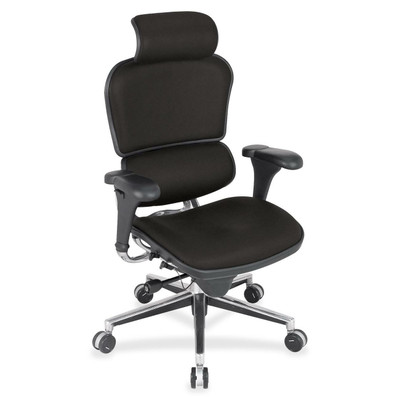 Eurotech Ergohuman Leather Executive Chair - Black Seat Color - Perfection Fabric Seat Material - Black Back Color - Perfection Fabric Back Material - 5-star Base - 1 Each