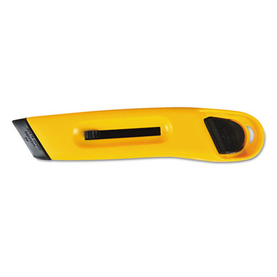 Plastic Utility Knife With Retractable Blade And Snap Closure, Yellow Plastic Utility Knife With Retractable Blade And Snap Closure, Yellow