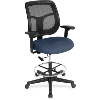 Eurotech Apollo DFT9800 Drafting Stool - Navy Seat Color - Fabric Seat Material - 5-star Base - 1 Each