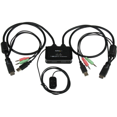 StarTech.com 2 Port USB HDMI Cable KVM Switch with Audio and Remote Switch - USB Powered - 2 Computer(s) - 1 Local User(s) - 1920 x 1200 - 3 x USB - 2 x HDMI