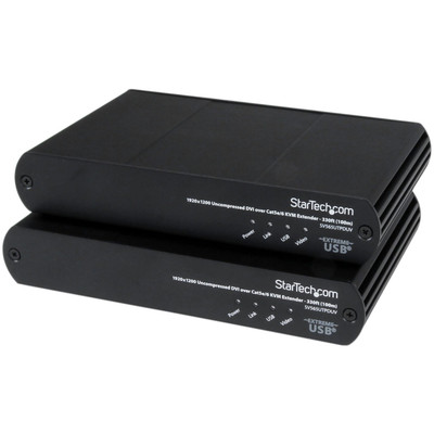 StarTech.com KVM Console/Extender - 1 Computer(s) - 1 Local User(s) - 330 ft Range - WUXGA - 1920 x 1200 Maximum Video Resolution - 2 x Network (RJ-45) - 4 x USB - 2 x DVI - 120 V AC, 240 V AC Input Voltage - TAA Compliant