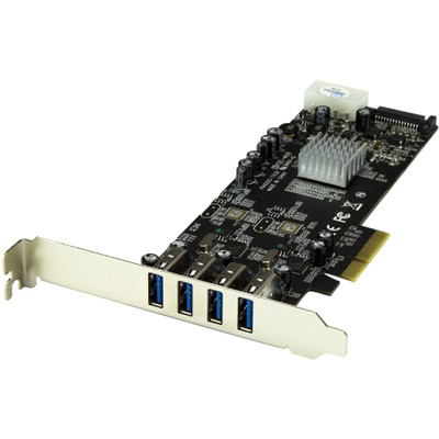 StarTech.com 4 Port PCIe USB Card - PCI Express x4 - Plug-in Card - 4 USB Port(s) - 1 SATA Port(s) - UASP Support - PC, Linux