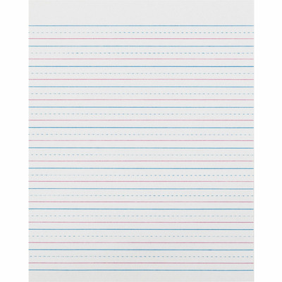 Zaner-Bloser Pacon Broken Midline Sulphite Paper - 500 Sheets - 0.50" Ruled - 8" x 10 1/2" Sheet Size - White Paper - 500 / Ream