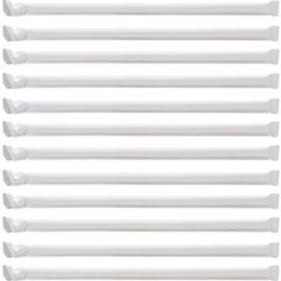 Genuine Joe Jumbo Translucent Straight Straws - 7.8" Length - Clear - 500/Box - 12 / Carton