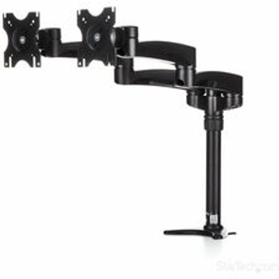 StarTech.com Mounting Arm for Flat Panel Display - Black - TAA Compliant - Height Adjustable - 2 Display(s) Supported - 12" to 24" Screen Support - 60 lb Load Capacity - 75 x 75, 100 x 100 - VESA Mount Compatible - Steel, Plastic - 1 Each
