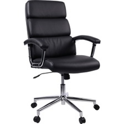 Lorell High-back Office Chair - Black Seat Color - Bonded Leather Seat Material - Black Back Color - Bonded Leather Back Material - 1 Each