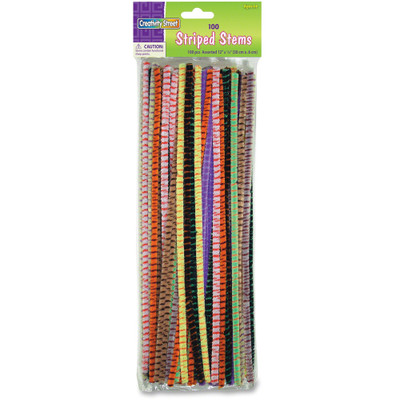 Creativity Street Jumbo Chenille Neon Pipe Cleaners - Craft Project, Classroom - 12" Height x 0.25" Width x 236.2 mil Thickness x 15" Length - Assorted - Polyester - 100 / Pack