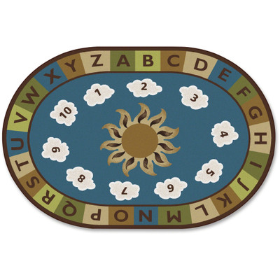 Carpets for Kids&reg; Premium Sunny Day Learn/Play Oval Rug - 108" Length x 72" Width - Oval - Sunny Day Learn & Play, Numbers, Letter