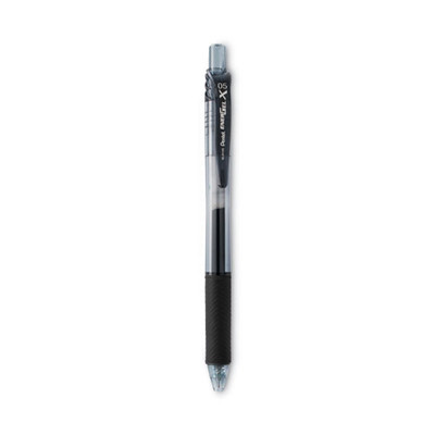 Energel-x Gel Pen, Retractable, Fine 0.5 Mm Needle Tip, Black Ink, Black Barrel, Dozen
