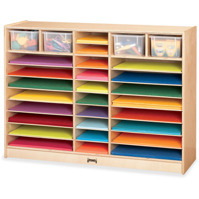 Jonti-Craft Rainbow Accents Mobile Paper Center - 35.50" Height x 48" Width x 15" Depth - Rounded Corner, Durable, Yellowing Resistant - UV Acrylic - Baltic - Hard Rubber - 1 Each