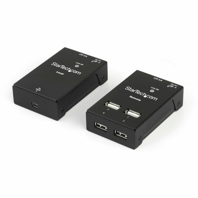 StarTech.com 4 Port USB 2.0-Over-Cat5-or-Cat6 Extender - up to 130ft (40m) - 4 x USB - 131 ft Extended Range - Steel - Black