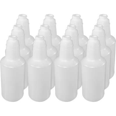 Genuine Joe Plastic Bottle with Graduations - Suitable For Cleaning - Lightweight, Durable, Graduated - Translucent - 12 / Carton